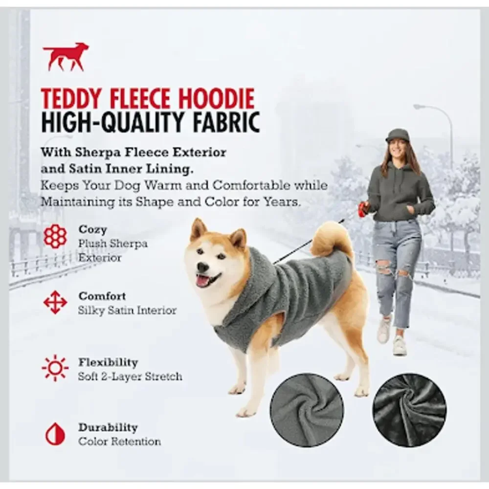 2XL Teddy Fleece Dog Hoodie Gray Warm Winter Pet Coat Jacket XXL New